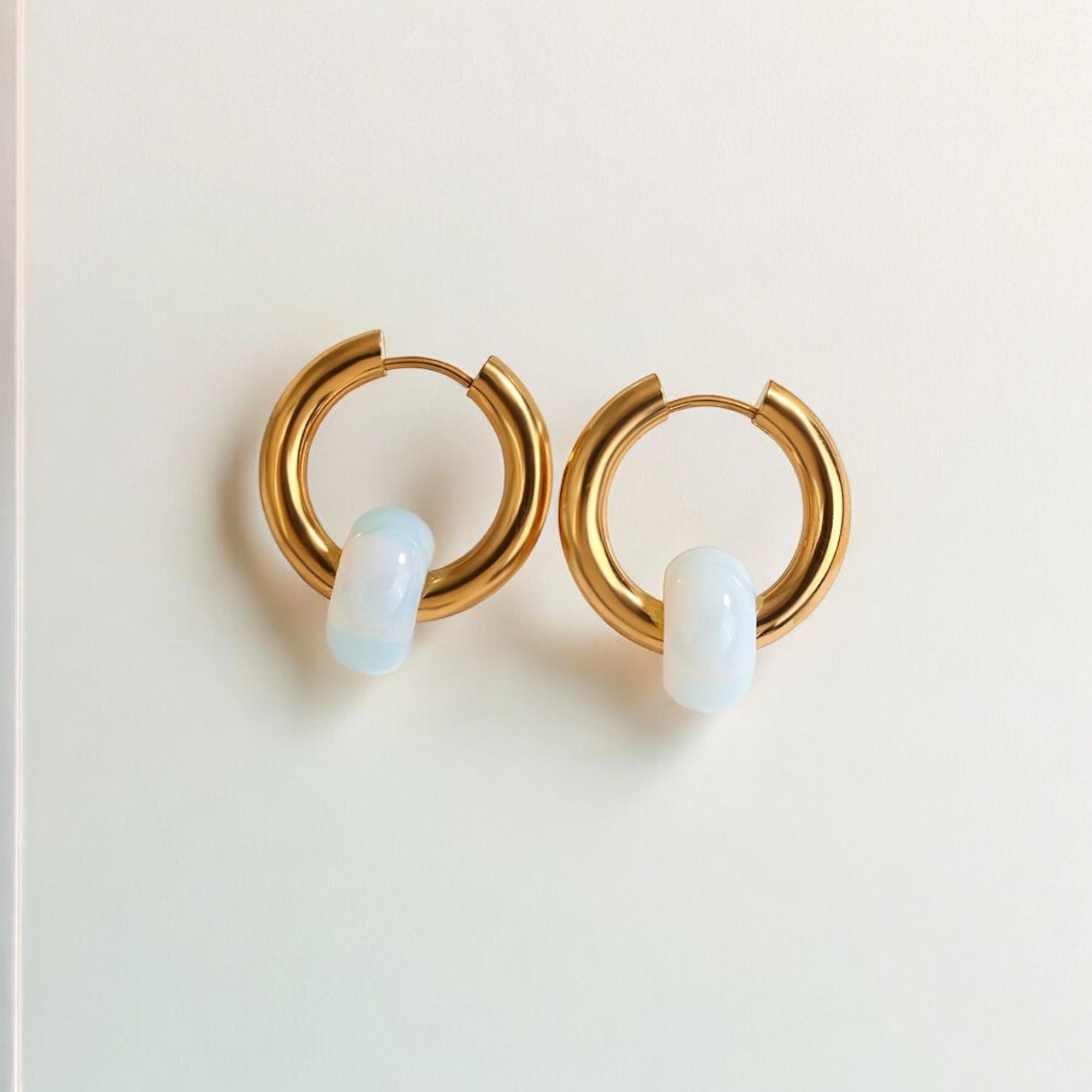 Opalite Gold Plated Stainless Steel Hoops