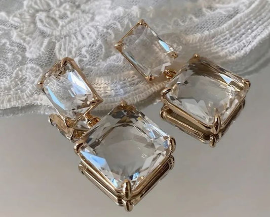 Crystal Square Drop Earrings