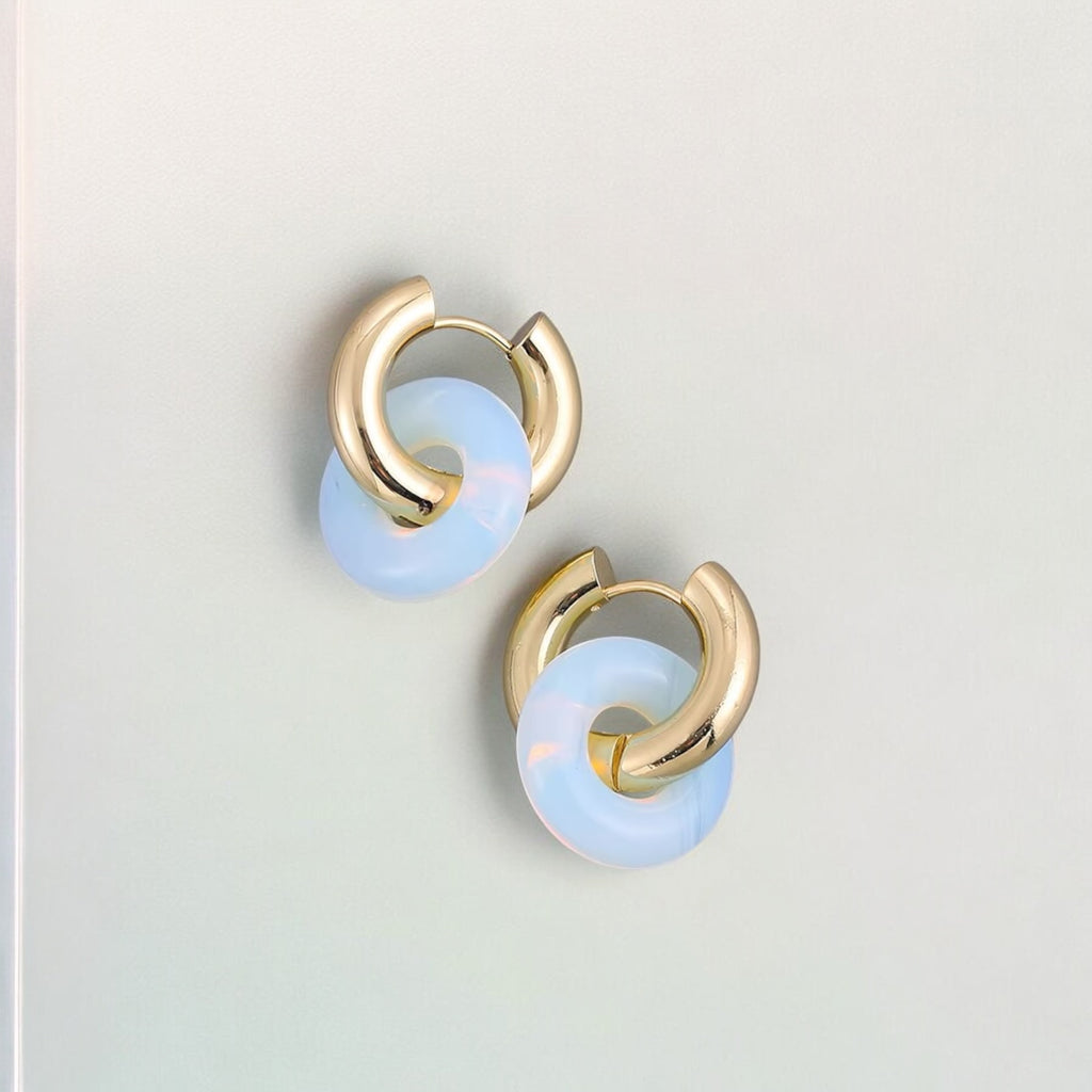 Opalite Gold Plated Stainless Steel Hoops