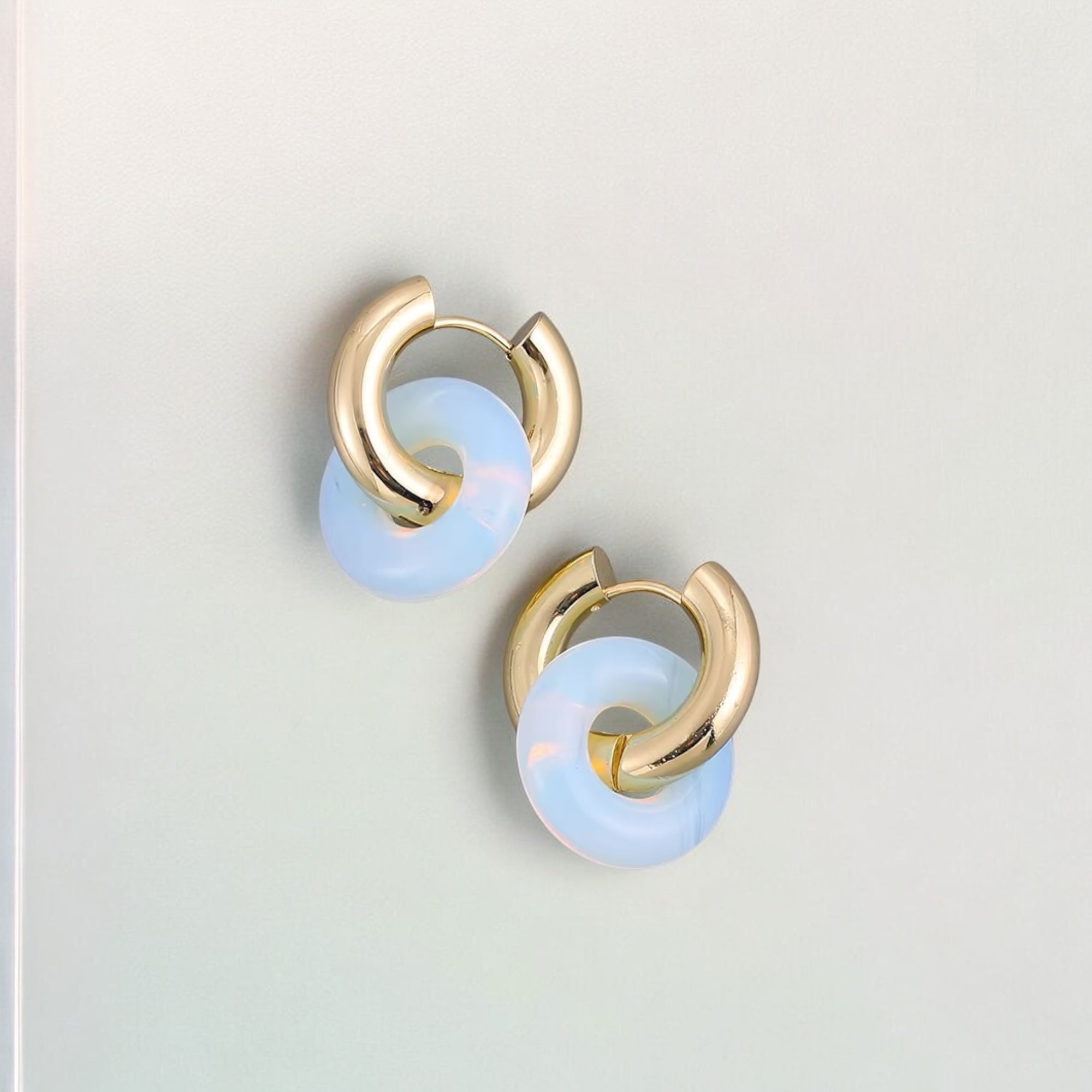 Opalite Gold Plated Stainless Steel Hoops