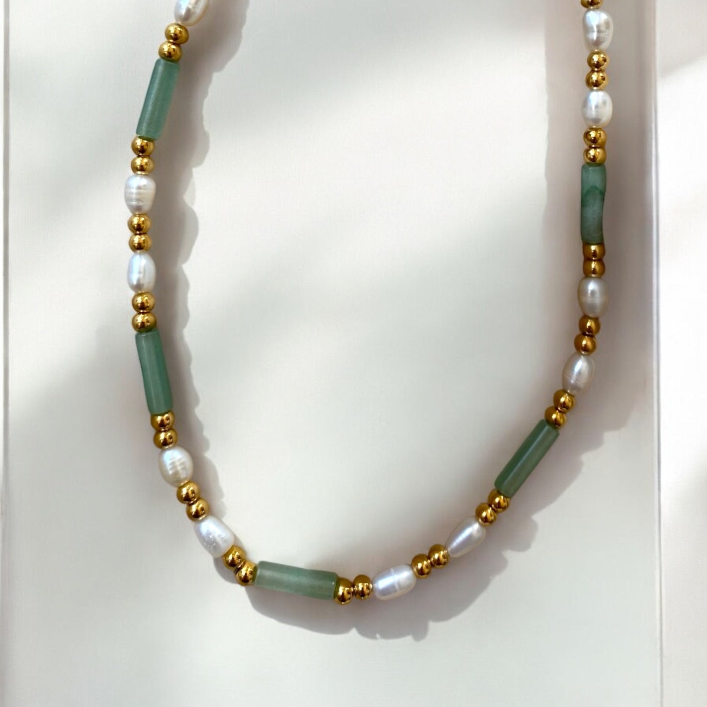 Zee Zee Green Aventurine Bead Necklace