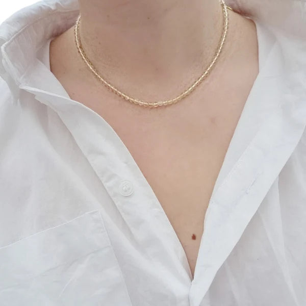 Citrine Crystal Healing Beaded Necklace - Manifest, New Beginnings, Optimism